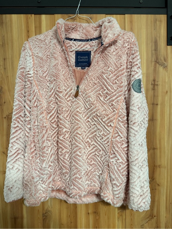 Simply Southern Jackets & Blazers - Simply Southern Light Pink Plush Quarter-Zip Teddy Jacket Never Worn